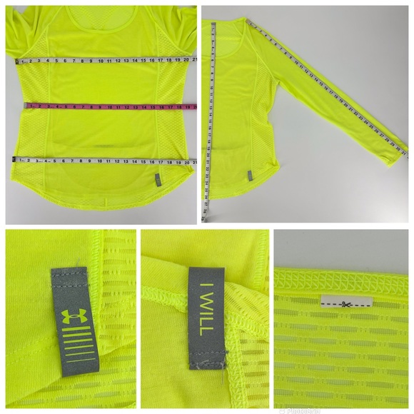 Under Armour Fluorescent Yellow Heat Gear Long Sleeve Thin Running Top, Large - Picture 16 of 16